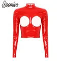 Costume de Soirée de brevRave pour Femme Latex Cuir Chemises de Standard Ouvertes Regarde la