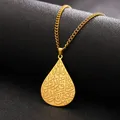 Jeshayuan Ayatul Kursi Collier pour Femme Acier Inoxydable Protection Islamique Collier Allah