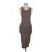 James Perse Casual Dress - Midi Scoop Neck Sleeveless: Gray Solid Dresses - Women's Size Medium