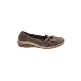 Earth Spirit Flats: Slip On Wedge Classic Brown Solid Shoes - Women's Size 8 1/2 - Almond Toe