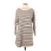 H&M Casual Dress: Ivory Stripes Dresses - Women's Size Large