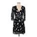 BA&SH Casual Dress - A-Line Plunge 3/4 sleeves: Black Print Dresses - Women's Size Medium