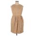 Talbots Casual Dress - Mini Crew Neck Sleeveless: Tan Solid Dresses - Women's Size 16 Petite