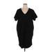 prologue Casual Dress - Mini V-Neck Short sleeves: Black Print Dresses - New - Women's Size X-Large