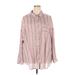 Torrid Long Sleeve Button Down Shirt: Pink Stripes Tops - Women's Size 3X Plus