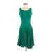 Cynthia Rowley TJX Casual Dress - A-Line Scoop Neck Sleeveless: Green Print Dresses - Women's Size X-Small