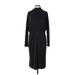 Rachel Zoe Casual Dress - Sheath Mock 3/4 sleeves: Black Solid Dresses - Women's Size Large