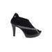 Bernie Mev Heels: Slip-on Platform Cocktail Party Black Chevron/Herringbone Shoes - Women's Size 37 - Peep Toe