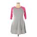 Doublju Casual Dress - Mini Crew Neck 3/4 sleeves: Gray Marled Dresses - New - Women's Size X-Large