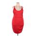 Shein Cocktail Dress - Bodycon Scoop Neck Sleeveless: Red Solid Dresses - Women's Size 3X