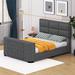 Latitude Run® Jatasha Queen Size Upholstery TV Platform Bed Frame w/ Height- Adjustable Headboard, Linen in Gray | 43.7 H x 62.4 W x 91 D in | Wayfair