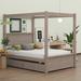 Red Barrel Studio® Wood Canopy Bed w/ Four Drawers, Full Size Canopy Platform Bed w/ Support Slats .No Box Spring Needed | Wayfair
