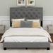 Winston Porter Rodanthi Upholstered Modern Velvet Platform Bed w/ Rivet Design, Tufted Headboard Metal in Gray | 47.5 H x 58.2 W x 81.1 D in | Wayfair