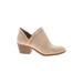 Fergalicious Ankle Boots: Slip On Stacked Heel Casual Tan Print Shoes - Women's Size 7 - Round Toe