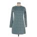 Zara Casual Dress - Mini High Neck 3/4 sleeves: Green Print Dresses - New - Women's Size Medium