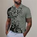 Floral Homme Rétro Vintage Imprimer 3D polo de golf POLO Extérieur Usage quotidien Vêtement de rue Polyester Manche Courte Col rabattu Polos Blanche Bleu Eté S M L Micro-élastique Polo à revers