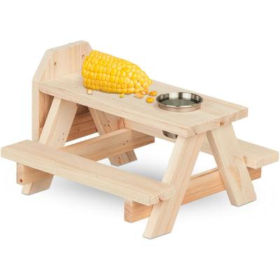Eichhörnchen Tisch, Holz, Eichhörnchenfutterplatz mit Maiskolbenhalter, Napf, Futtertisch zum