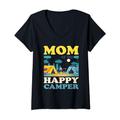 Damen Mom Of The Happy Camper-Shirt für Damen zum 1. Geburtstag T-Shirt mit V-Ausschnitt