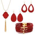 Jewelry set Leather Gold Powder Alloy Necklace Earrings Necklace Bracelet Combination Set