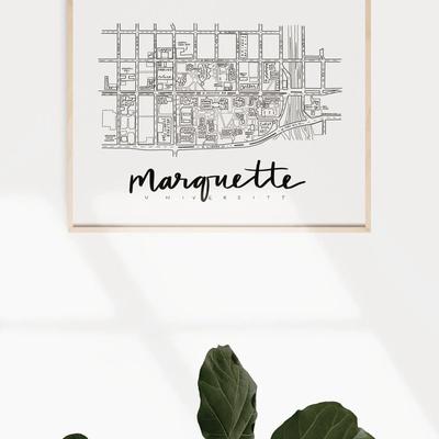 Art By Aleisha Marquette University Campus Map Print - 9" X 12"