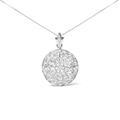 Haus of Brilliance 18K White Gold 1 5/6 Cttw Diamond Cluster Floral Filigree Brooch Pin And 18" Pendant Necklace - G-H Color, I1-I2 Clarity - White