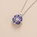 Juvetti Jewelry Pristi Necklace In Diamonds And Ceylon Blue Sapphire - White Gold - Blue