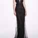 Marchesa Notte Sleeveless V-Neck Glitter Gown - Black