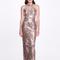 Marchesa Notte Metallic Mermaid Gown - Champagne - Brown - 16