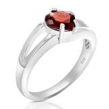Vir Jewels 1 cttw Garnet Ring in .925 Sterling Silver with Rhodium Plating Solitaire Heart - Grey - 9