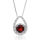 Vir Jewels 1.05 Cttw Pendant Necklace, Garnet Pendant Necklace For Women In .925 Sterling Silver With Rhodium, 18" Chain, Prong Setting - Grey
