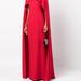 Marchesa Embroidered Cape Effect Crepe Column Gown - Red - 8