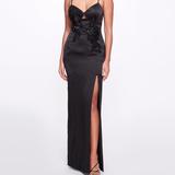 Marchesa Notte Sleeveless Beaded Stretch Charmeuse Column Gown - Black - 4