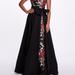 Marchesa Notte Short Sleeve Embroidered Floral Gown - Black - 16