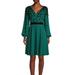 Shani V-neck Fit and Flare Georgette Dress - Green - 2
