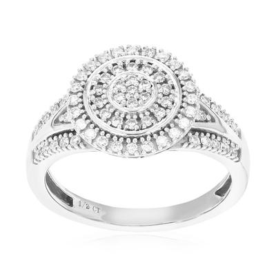 Vir Jewels 1/2 cttw Diamond Engagement Ring For Women, Round Lab Grown Diamond Ring In 0.925 Sterling Silver, Prong Setting, Size 7 - 2/5" - Grey - 7