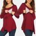 Vigor Long Sleeve T-shirt Elegant Double Layer For Breastfeeding Pregnancy Maternity Clothes For Mom - Bulk 3 Sets - Red - STYLE: 3 PACK