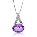 Vir Jewels 1.20 cttw Pendant Necklace, Purple Amethyst Oval Shape Pendant Necklace For Women In .925 Sterling Silver With Rhodium, 18" Chain, Prong Setting - Grey