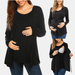 Vigor Long Sleeve T-shirt Elegant Double Layer For Breastfeeding Pregnancy Maternity Clothes For Mom - Black