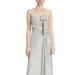 Badgley Mischka Strapless Metallic Sequined Gown With Bow - Grey - 14