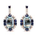 Haus of Brilliance 18K White And Rose Gold 3/4 Cttw Diamond With Round Blue Sapphire And Sky Blue Topaz Gemstone Cluster Dangle Earrings G-H Color, SI1-SI2 Clarity - White