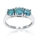 Vir Jewels 2 cttw 3 Stone Round Blue Diamond Engagement Ring 14K White Gold Bridal Wedding - White - 5