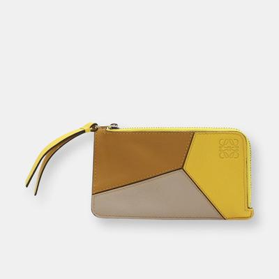 Loewe Loewe Women's Puzzle Coin and Card Holder Leather Wallet - Yellow