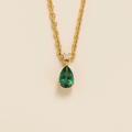 Juvetti Jewelry Ori Small Pendant Necklace In Emerald And Diamond - Yellow Gold - Green