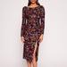 Marchesa Notte Sequin Bouquets Midi Dress - Multi - Red