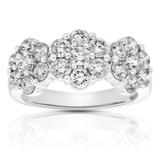 Vir Jewels 2 cttw Diamond Engagement Ring Three Stone Cluster 14K White Gold Bridal Wedding - White - 7