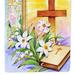 Caroline's Treasures 28 x 40 in. Polyester Easter Cross and Bible in Stain Glass Window Flag Canvas House Size 2-Sided Heavyweight