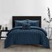 Chic Home Design Mercer 6 Piece Comforter Set Pinch Pleat Box Design Bed In A Bag Bedding - Sheet Set - Blue - TWIN