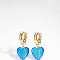 Classicharms EsmÃ©e Sky Blue Glaze Heart Dangle Earrings - Blue