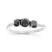 Vir Jewels 1 Cttw 3 Stone Black And White Diamond Ring With Twist In .925 Sterling Silver - Grey - 7