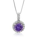 Vir Jewels Pendant Necklace, Purple CZ Solitaire Pendant Necklace For Women In 0.925 Sterling Silver With 18" Chain - Grey